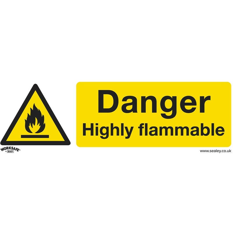 Sealey - SS45P10 Warning Safety Sign - Danger Highly Flammable - Rigid Plastic - Pack of 10