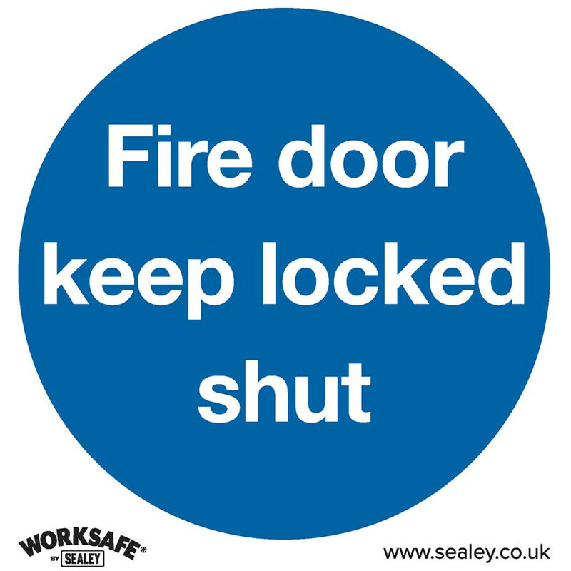 Sealey SS4P1 Mandatory Safety Sign - Fire Door Keep Locked Shut - Rigid Plastic