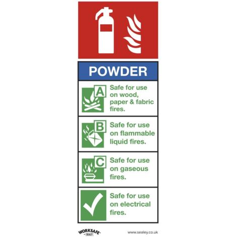 Sealey SS52V10 Worksafe Powder Fire Extinguisher Safety Sign, Self-Adhesive Vinyl - Pack of 10