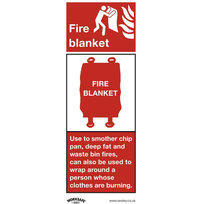 SS53P10 Safe Conditions Safety Sign - Fire Blanket - Rigid Plastic - Pack of 10 - Sealey