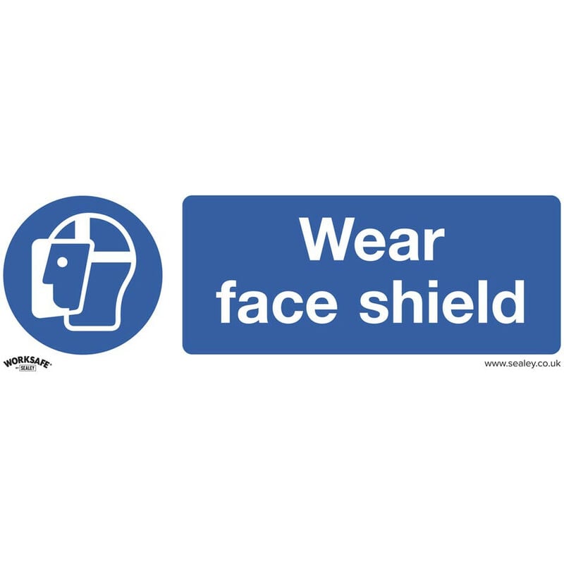 SS55P10 Mandatory Safety Sign - Wear Face Shield - Rigid Plastic - Pack of 10 - Sealey