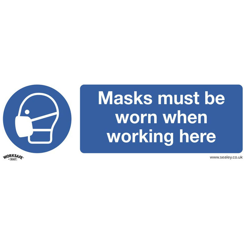 SS57P1 Mandatory Safety Sign - Masks Must Be Worn - Rigid Plastic - Sealey