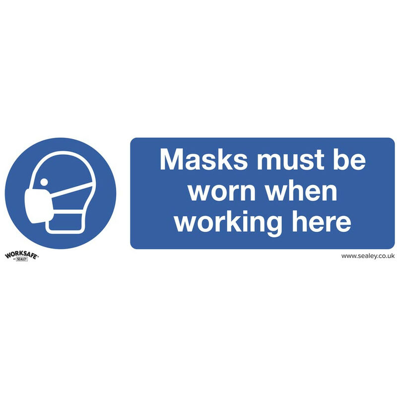 SS57P10 Mandatory Safety Sign - Masks Must Be Worn - Rigid Plastic - Pack of 10 - Sealey