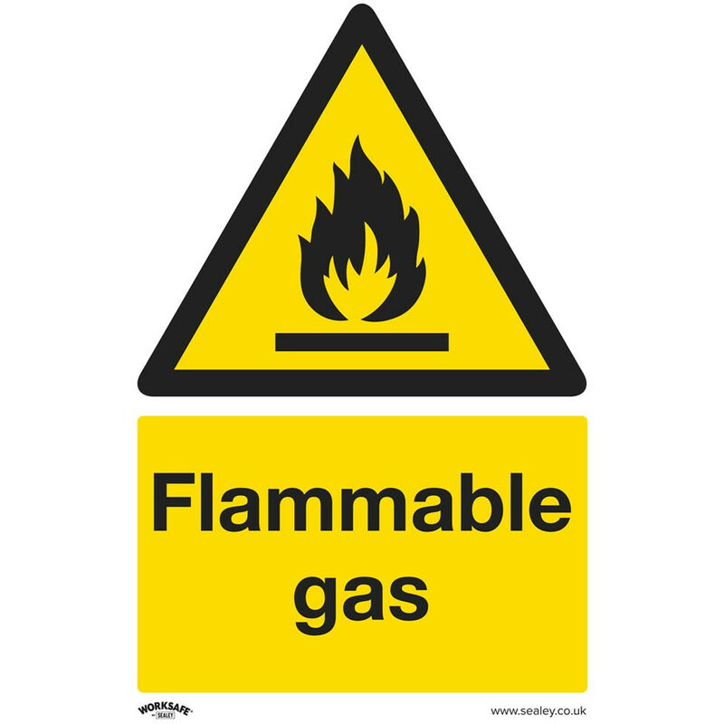 Sealey - SS59V10 Warning Safety Sign - Flammable Gas - Self-Adhesive Vinyl - Pack of 10