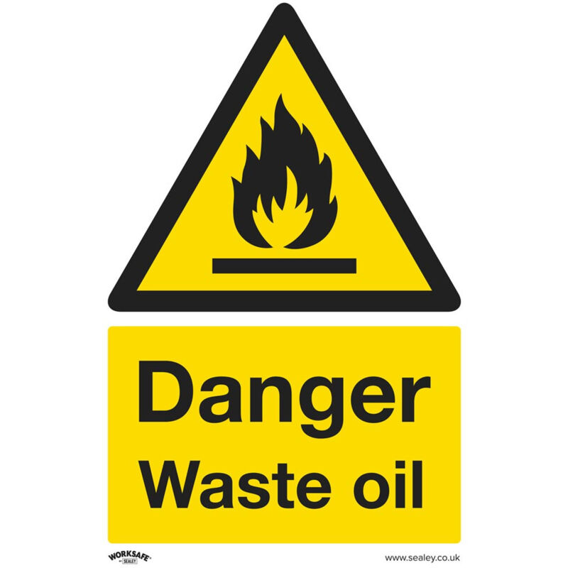 Sealey - SS60V1 Warning Safety Sign - Danger Waste Oil - Self-Adhesive Vinyl