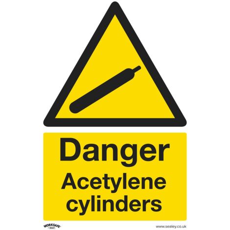 Sealey SS63V1 Worksafe&reg Danger Acetylene Cylinders Safety Sign - Self-Adhesive Vinyl
