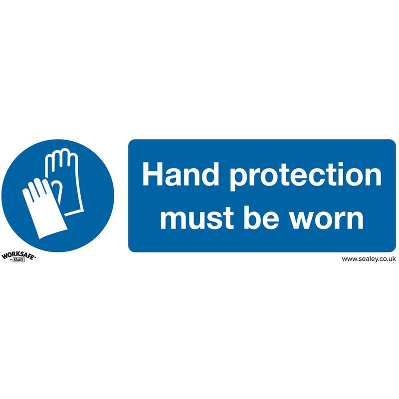 SS6P10 Mandatory Safety Sign - Hand Protection Must Be Worn - Rigid Plastic - Pack of 10 - Sealey