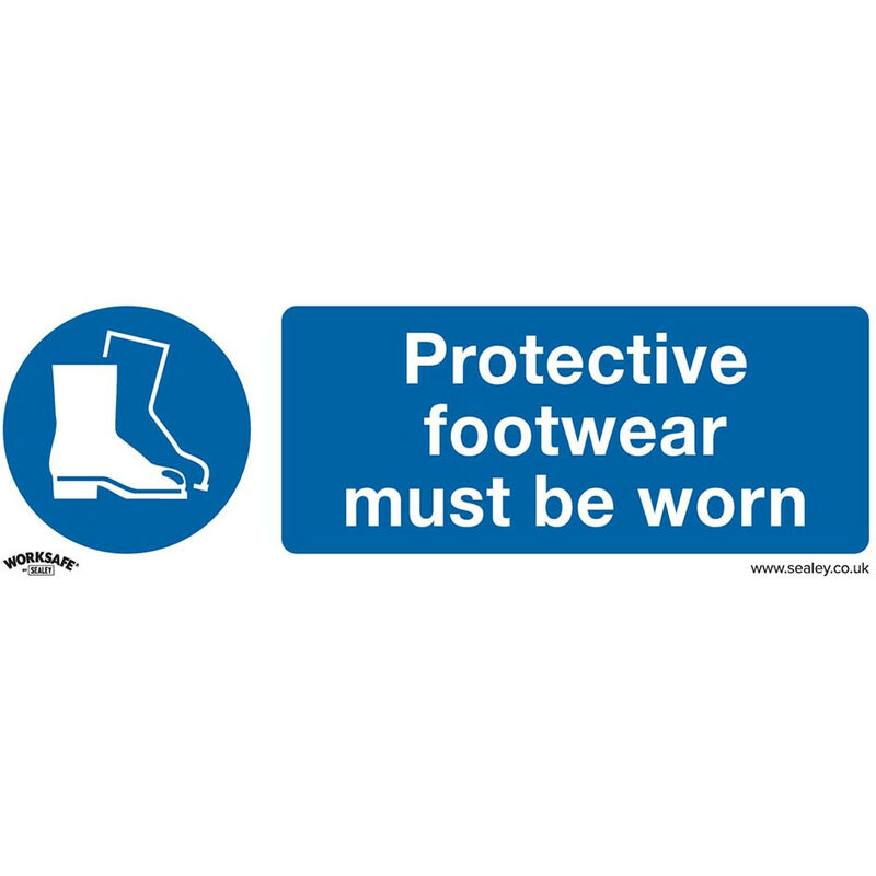 SS7P1 Mandatory Safety Sign - Protective Footwear Must Be Worn - Rigid Plastic - Sealey