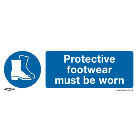 Sealey SS7P1 Worksafe&reg Protective Footwear Must Be Worn Safety Sign - Rigid Plastic