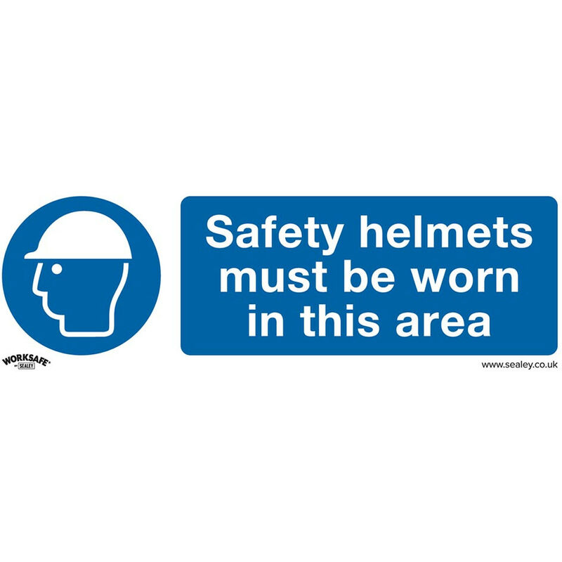 SS8P10 Mandatory Safety Sign - Safety Helmets Must Be Worn In This Area - Rigid Plastic - Pack of 10 - Sealey