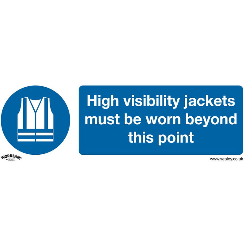 SS9P10 Mandatory Safety Sign - High Visibility Jackets Must Be Worn Beyond This Point - Rigid Plastic - Pack of 10 - Sealey