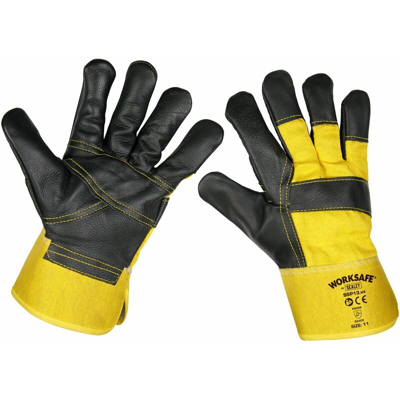 Rigger's Gloves Hide Palm - Pack of 6 Pairs SSP13/6 - Sealey