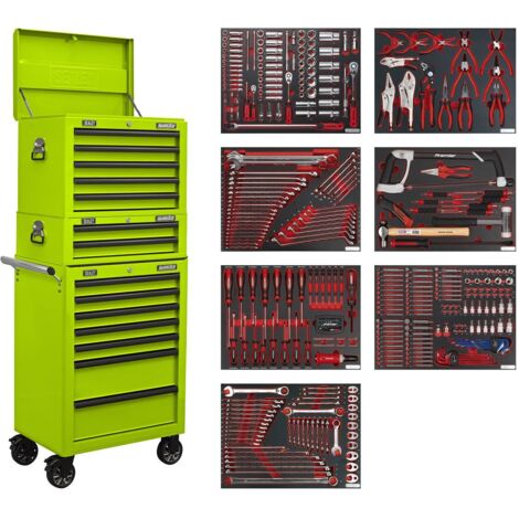 Sealey Superline PRO® Tool Chest Combination 14 Drawer with 446pc Tool Kit - Green