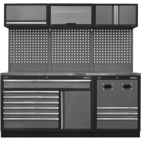 Sealey Superline PRO&reg Modular Storage System Combo with Stainless Steel Worktop APMSSTACK14SS