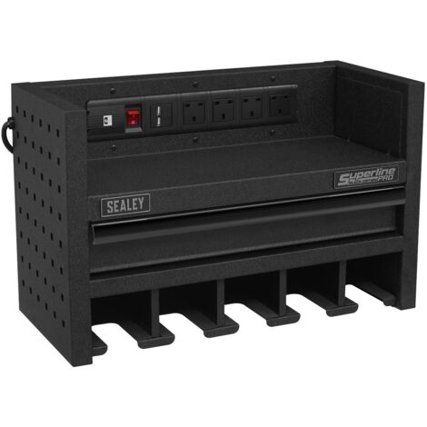 Sealey Superline PRO® Power Tool Storage Rack with Drawer & Power Bar AP22SRBE