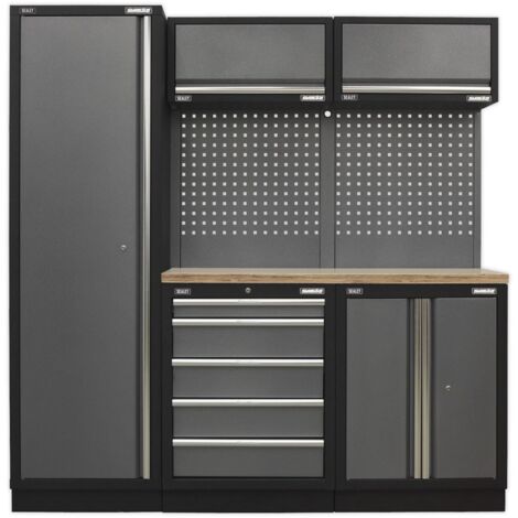 Sealey Superline PRO&reg Storage System with Wood Worktop 1.96m APMSSTACK02W