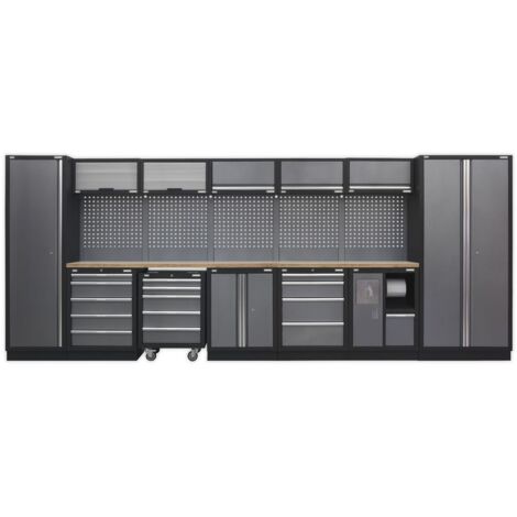 Sealey Superline PRO&reg Storage System with Wood Worktop 4.92m APMSSTACK01W