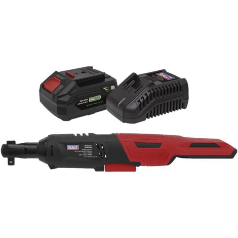 Sealey SV20 Series 3/8""Sq Drive Cordless Ratchet Wrench Kit 60Nm 20V 4Ah CP20VRWKIT1