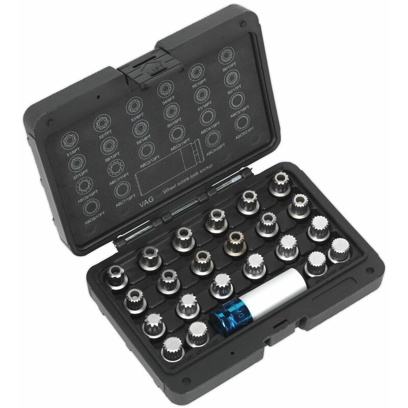 Locking Wheel Nut Key Set 23pc - vag SX210 - Sealey