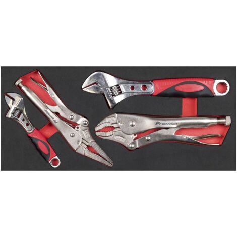 Sealey TBT59 Locking Pliers & Adjustable Wrench Set with Tool Tray 4pc