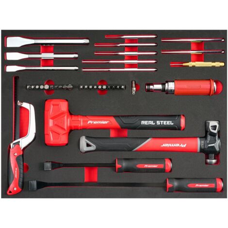 Sealey TBT66 Premier Striking, Pry Bar, Hacksaw & Impact Screwdriver Set with Tool Tray 39pc