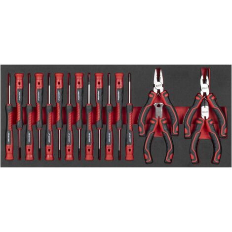 Sealey TBT67 Precision Screwdriver & Mini Pliers Set with Tool Tray 17pc