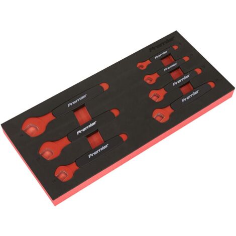 Sealey TBTE03 Premier Insulated Open-End Spanner Set with Tool Tray 7pc - VDE Approved