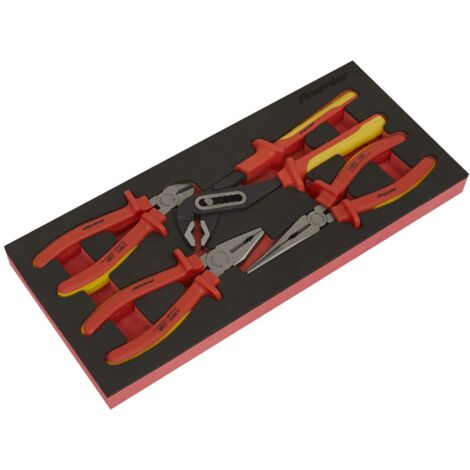 Sealey TBTE07 Premier Insulated Pliers Set with Tool Tray 4pc - VDE Approved