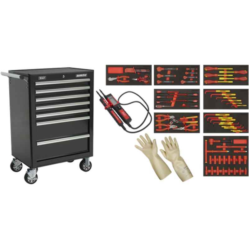 Sealey - TBTECOMBO2 Insulated Tool Kit with 7 Drawer Rollcab 63pc