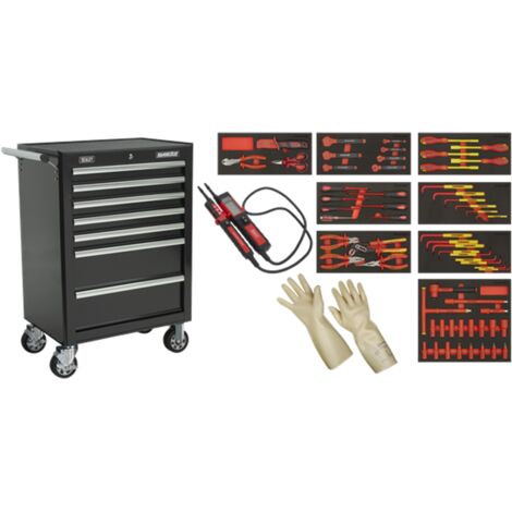 Sealey TBTECOMBO2 Insulated Tool Kit with 7 Drawer Rollcab 63pc