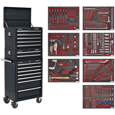 Sealey TBTPCOMBO2 Superline PRO® Tool Chest Combination 14 Drawer with 446pc Tool Kit - Black