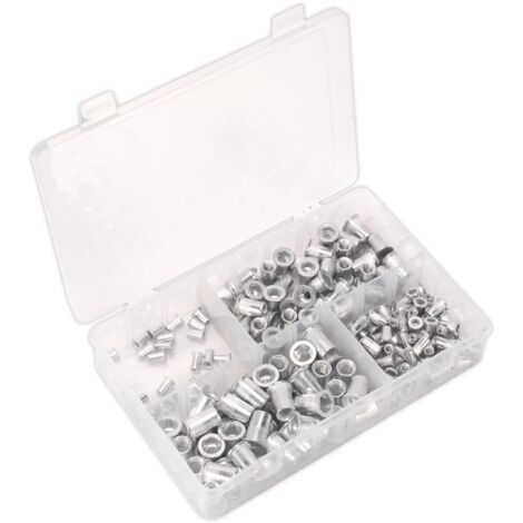 Sealey Threaded Insert (Rivet Nut) Assortment 200pc M4-M8 Splined Metric AB073TI