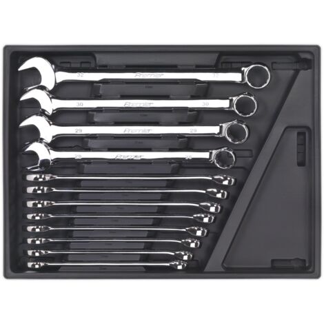 Sealey Tool Tray with Combination Spanner Set 12pc - Metric