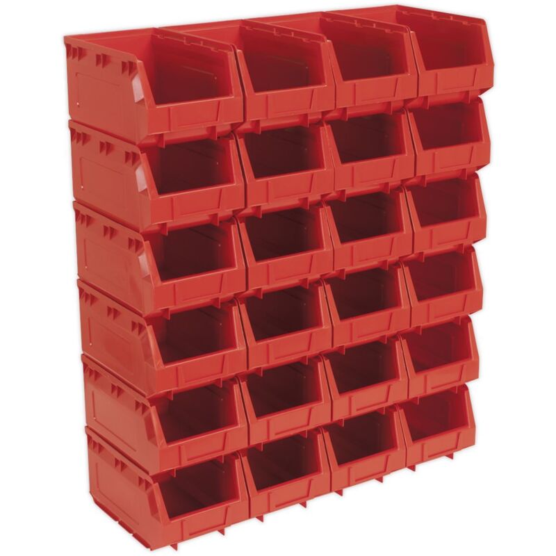 TPS324R Plastic Storage Bin 150 x 240 x 130mm, Red - Pack of 24 - Sealey