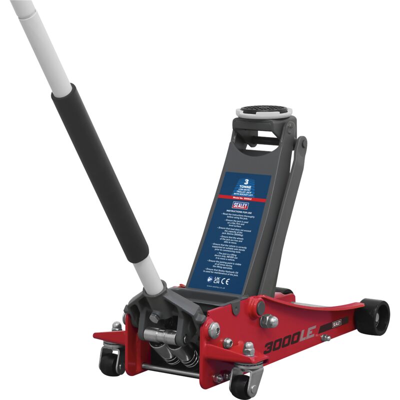 Sealey - 3000LE Low Profile Trolley Jack with Rocket Lift 3 Tonne - Red