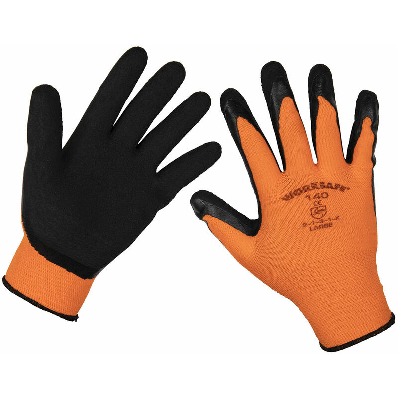 Worksafe - TSP140L/6 Foam Latex Gloves (Large) - Pack of 6 Pairs