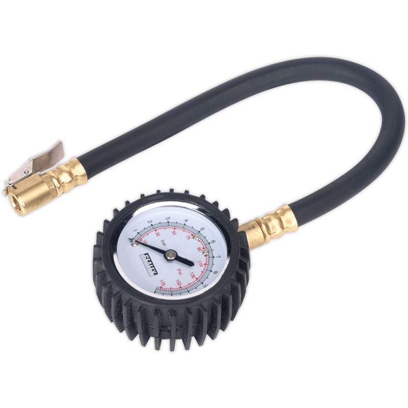 TST/PG6 Tyre Pressure Gauge with Clip-On Chuck 0-7bar(0-100psi) - Sealey
