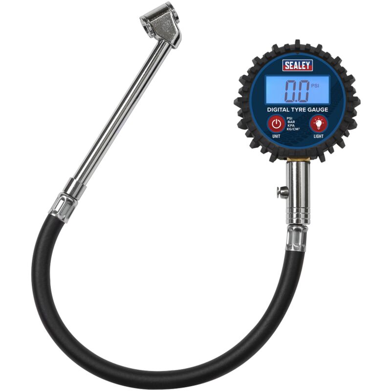 Sealey - Digital Tyre Pressure Gauge with Twin Push-on Connector