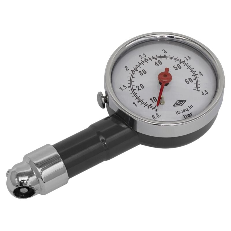 Sealey - Tyre Pressure Gauge Dial Type 0-4.5 Bar (0-60psi)