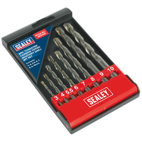 Sealey Tungsten Carbide Tipped Masonry Drill Bit Set 8pc AK5708