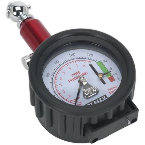 Sealey Tyre Pressure Gauge with Tyre Tread Depth Gauge 0-8bar(0-120psi) TSTPDG01