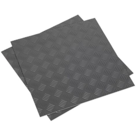 Sealey Vinyl Floor Tile with Peel & Stick Backing Silver Treadplate - Pack of 16 FT1S