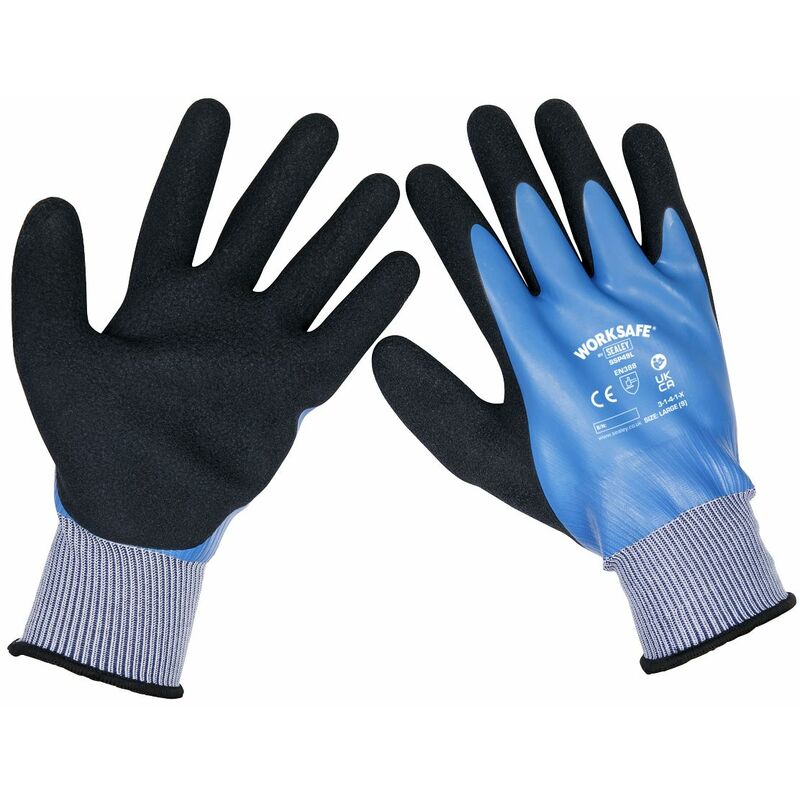 Sealey Waterproof Latex Gloves - (Large) - Pack of 6 Pairs SSP49L/6