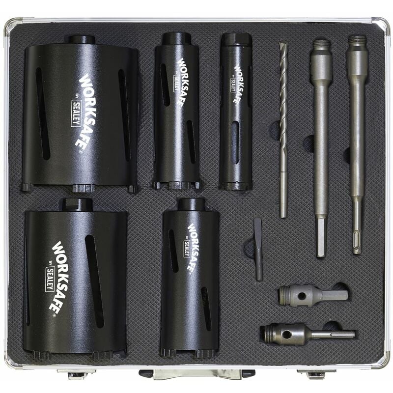 Sealey - Diamond 5 Core Kit (�38, 52 ,65, 117, 127mm Cores with Adaptors) WDCKIT5