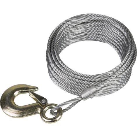 Sealey Winch Cable/Wire Rope with Forged Hook 5.1mm x 10m 1350kg Breaking Strength GWEC20