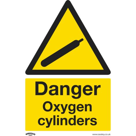 Sealey Worksafe&reg Danger Oxygen Cylinders Safety Sign, Self-Adhesive Vinyl - Pack of 10 SS61V10