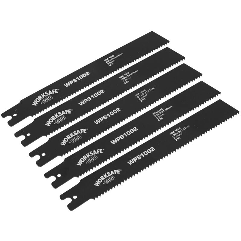 WPS1002 Worksafe Pipe Saw Blade 200 x 25 x 1.7mm 8tpi - Pack of 5 - Sealey