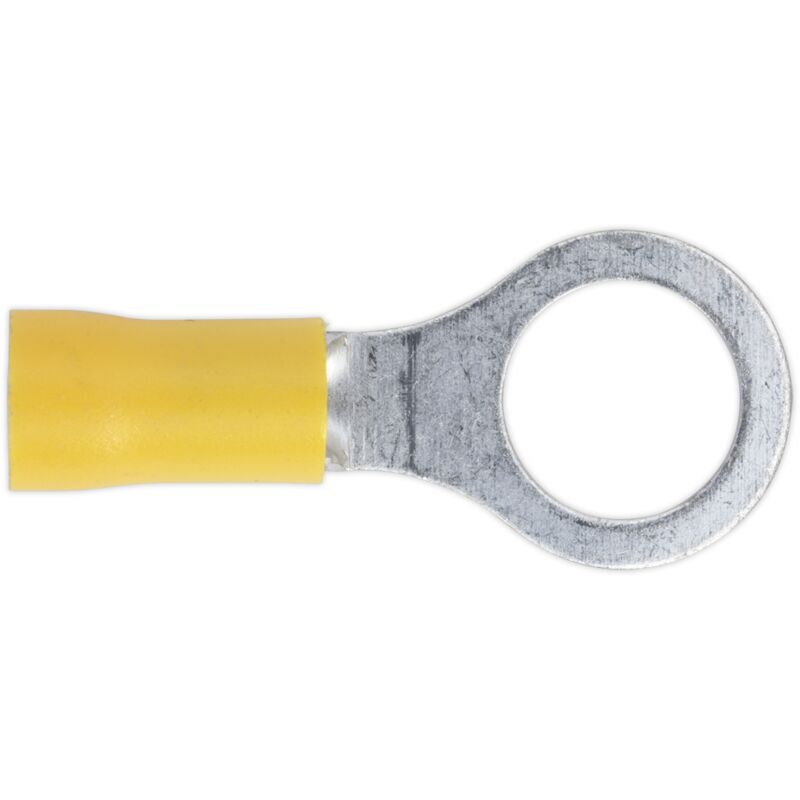 YT16 Easy-Entry Ring Terminal Ø10.5mm (3/8') Yellow Pack of 100 - Sealey