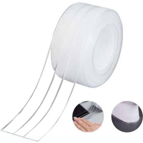 Sealing Strip, Bathroom Double Fold Silicone Sealant White Self-Adhesive Bathtub Tape/Waterproof Mildew Cockroach Prevention for Kitchen Sink 38mm 3.2m - Transparent (1Pack)