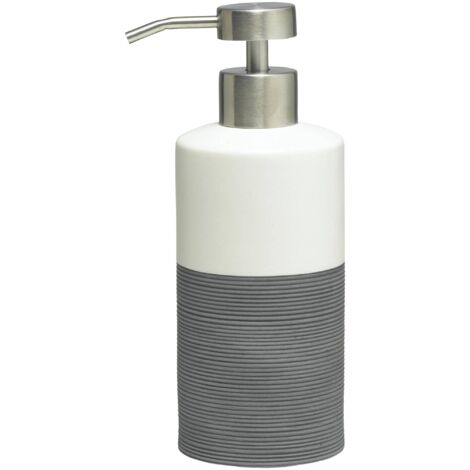 Sealskin Doppio Distributore di Sapone, Porcellana, Grigio, 6.7 x 8.5 x 18 cm